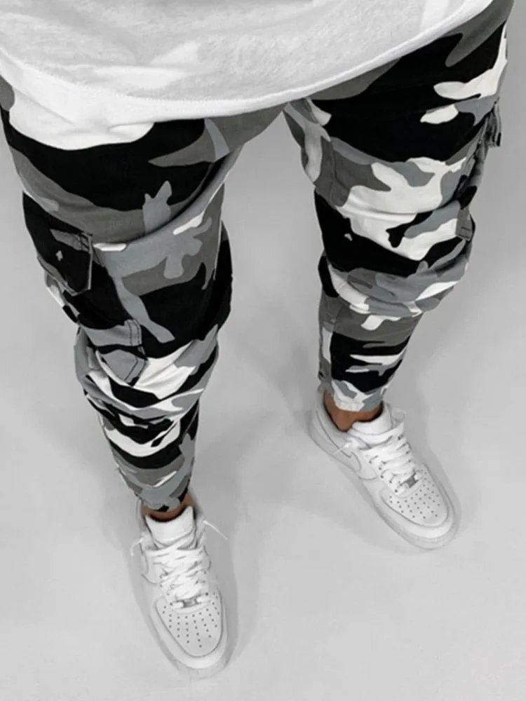 Angelo Ricci™ Gray Style Camouflage Cargo  Military Joggers Pants