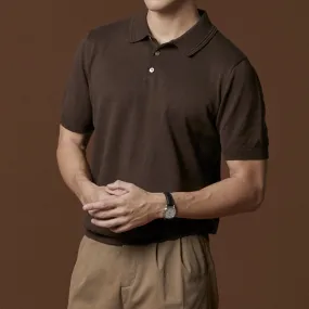ASHTON KNIT POLO - BROWN