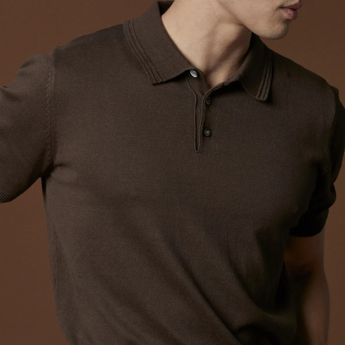 ASHTON KNIT POLO - BROWN