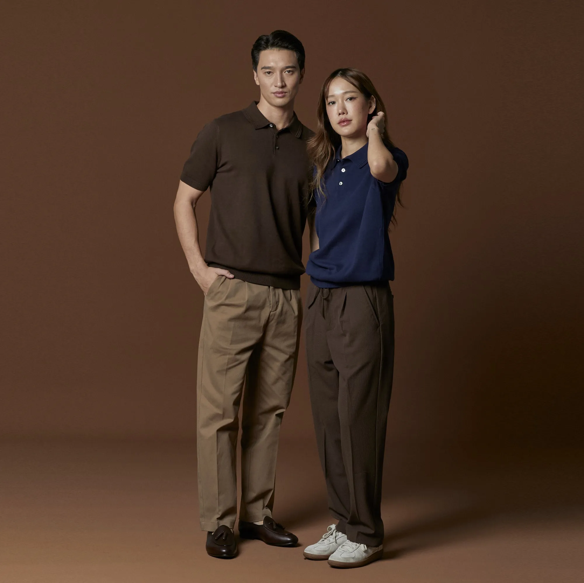 ASHTON KNIT POLO - BROWN