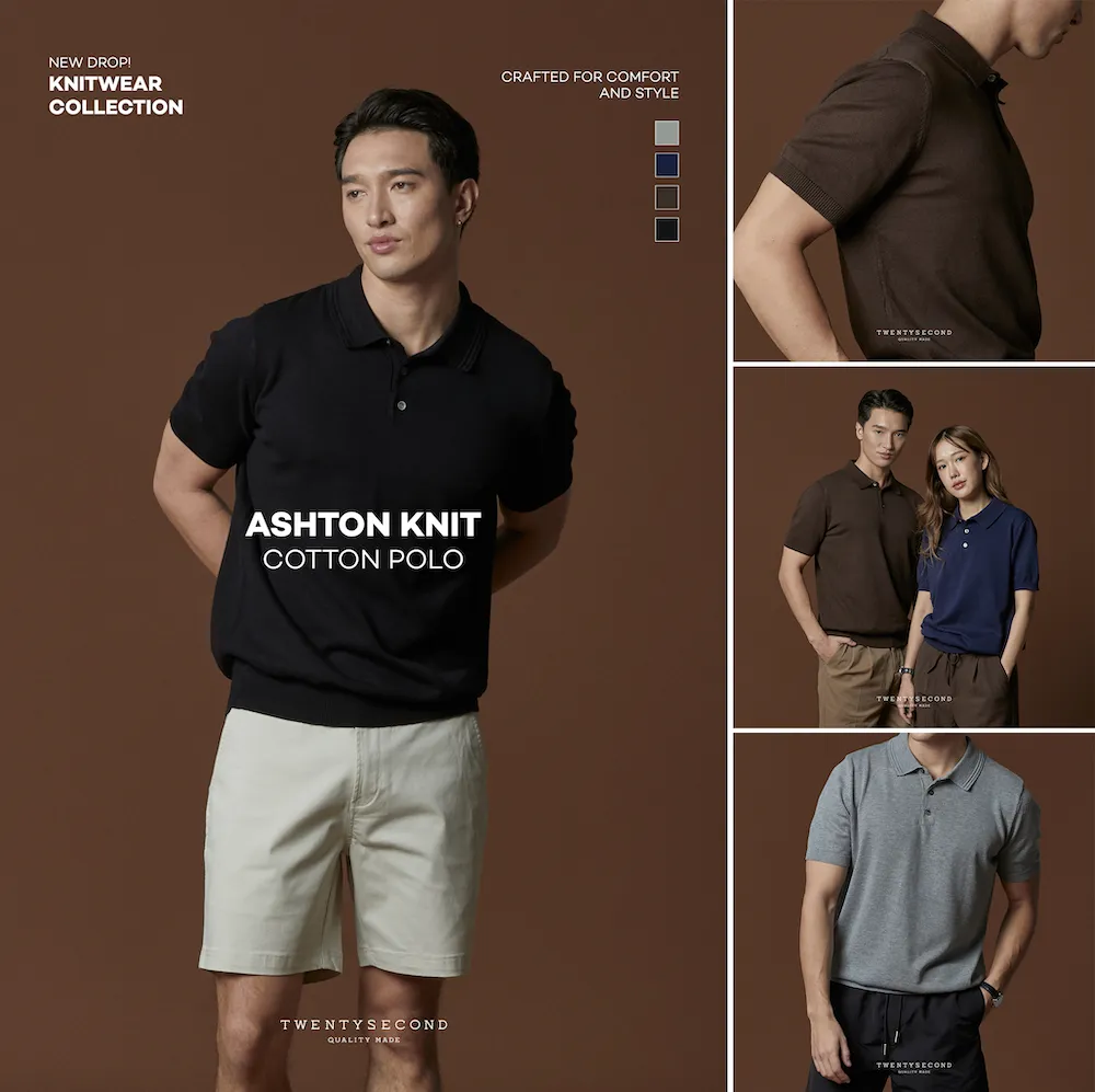 ASHTON KNIT POLO - GREY