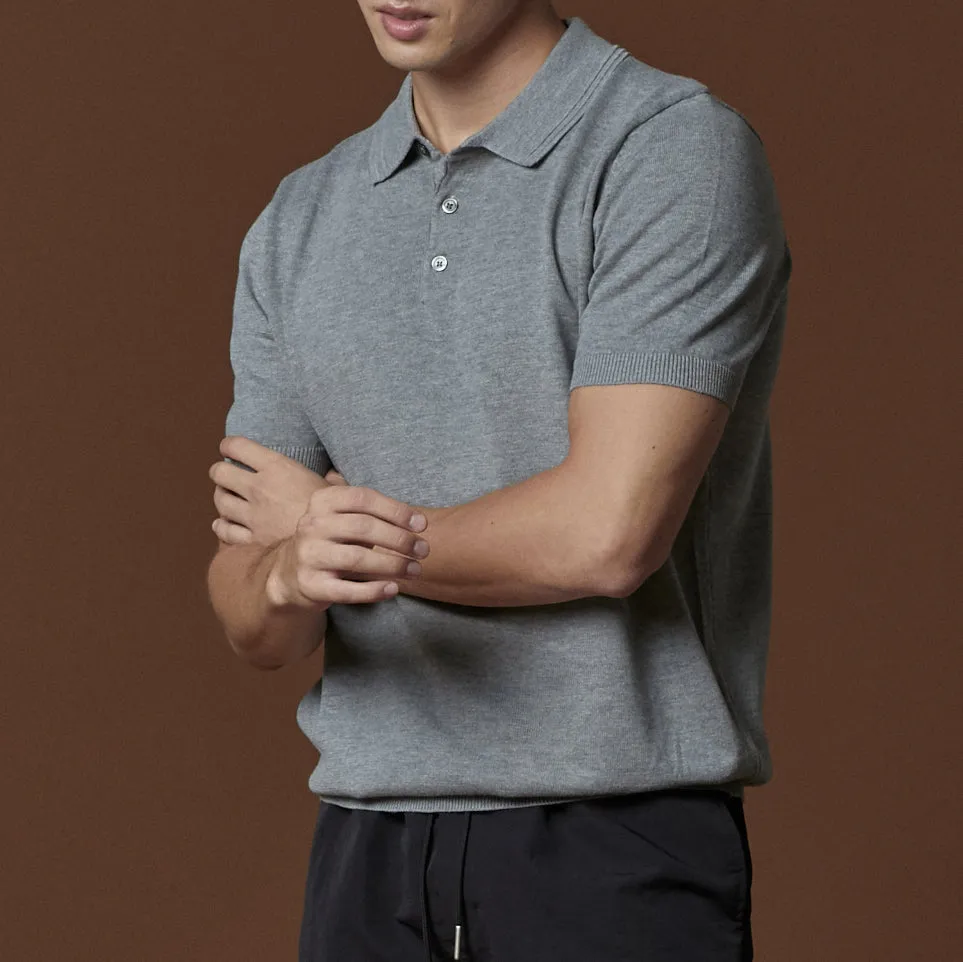 ASHTON KNIT POLO - GREY