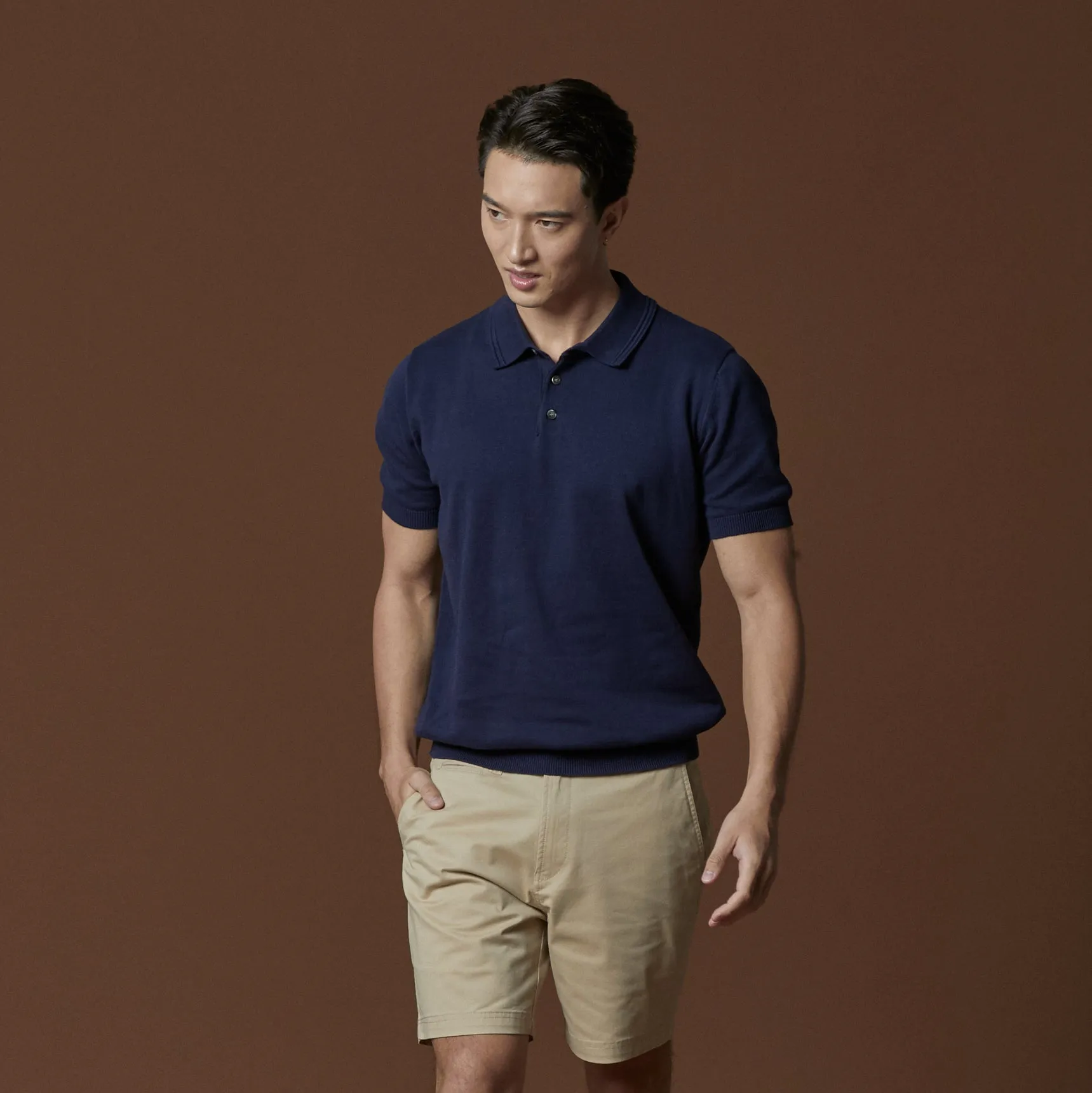 ASHTON KNIT POLO - NAVY