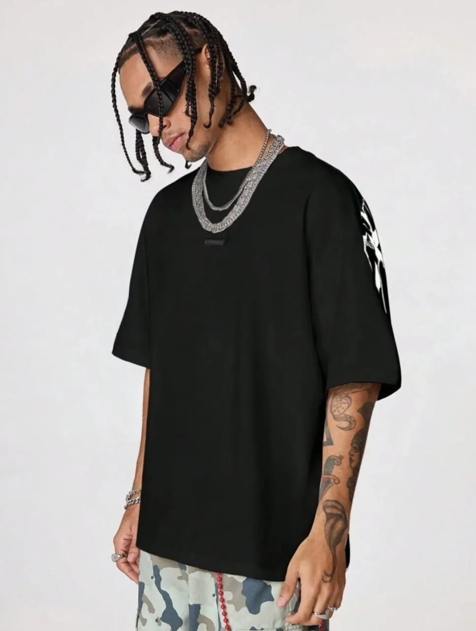 AXEPEAK Drop Shoulder T-Shirt With English Graphic Print
