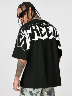 AXEPEAK Drop Shoulder T-Shirt With English Graphic Print