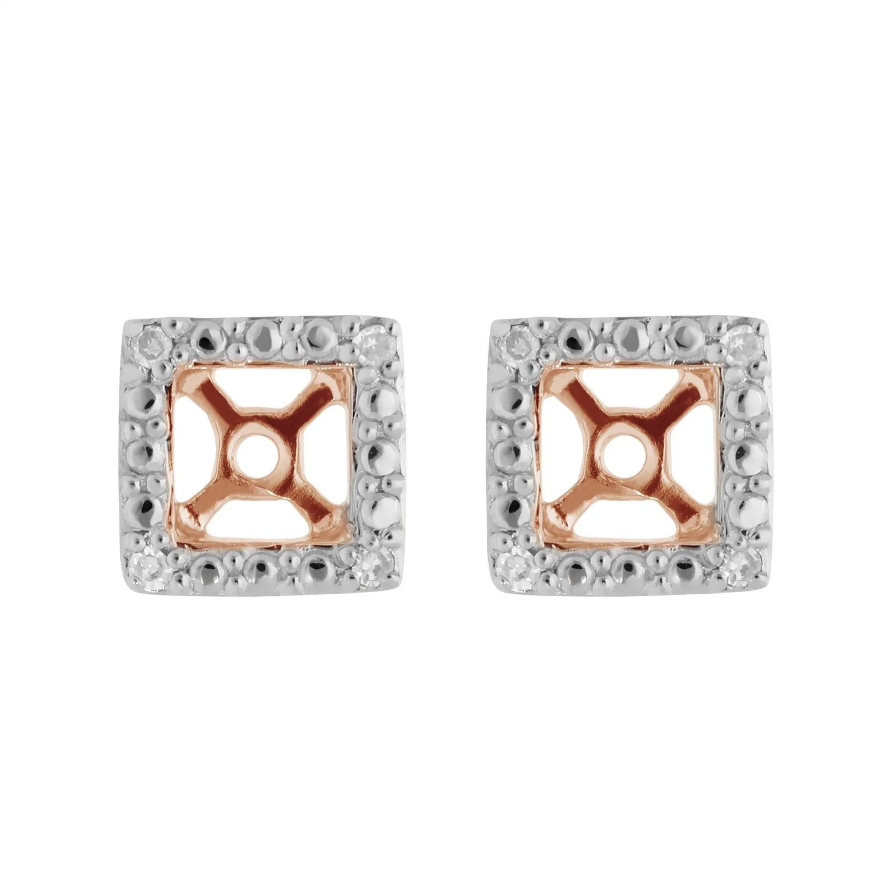 Classique «Ear-Jacket» Or Rose 375 carré avec Diamant