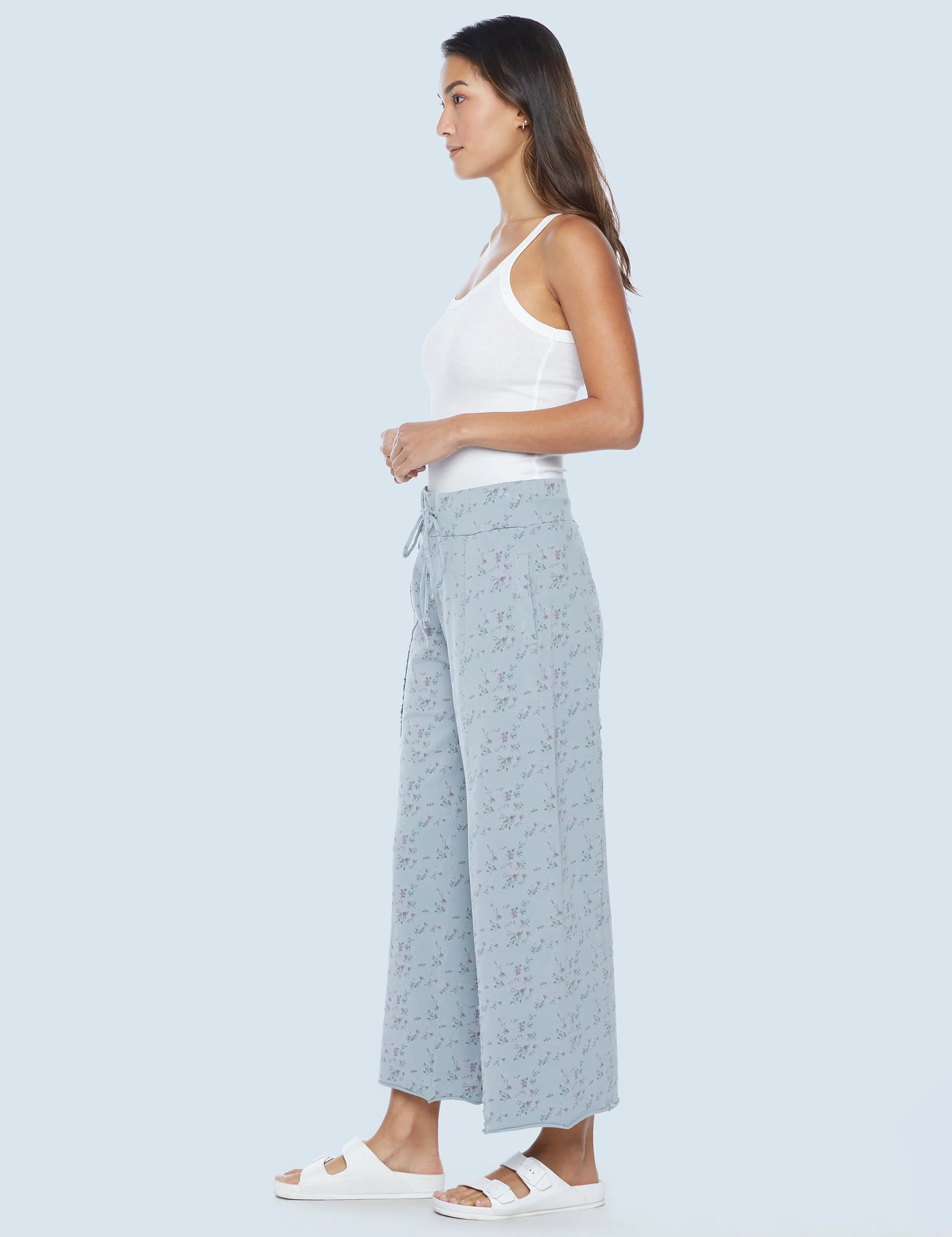 Easy Floral Knit Wide-Leg Pants