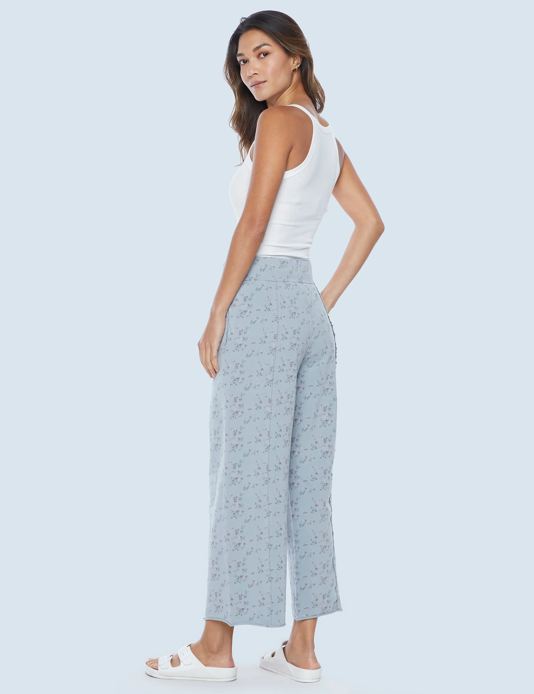 Easy Floral Knit Wide-Leg Pants