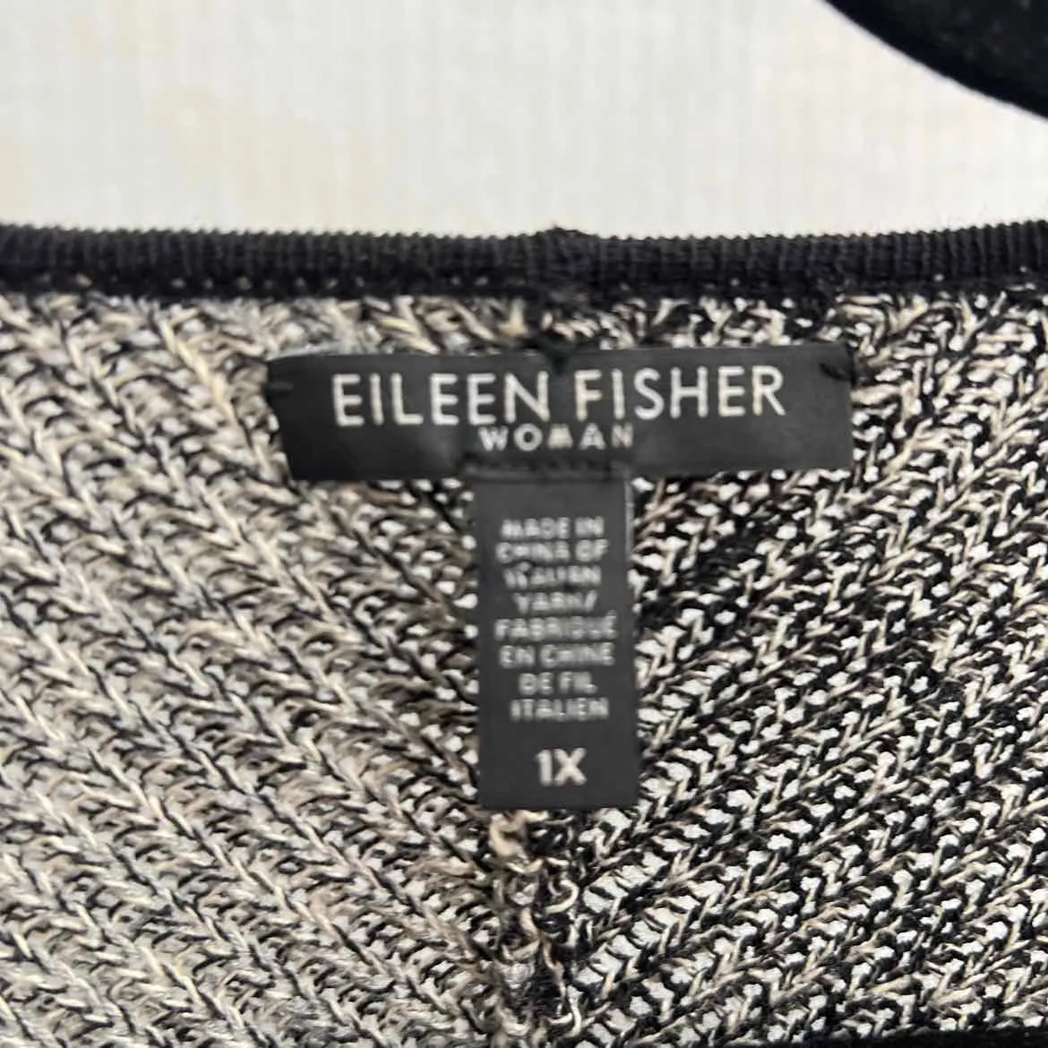 EILEEN FISHER Knit BLOCK Women's Sweaters Women Size 1x TAUPE/BLACK Shrug