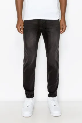 Essential Denim Jogger Pants - Black
