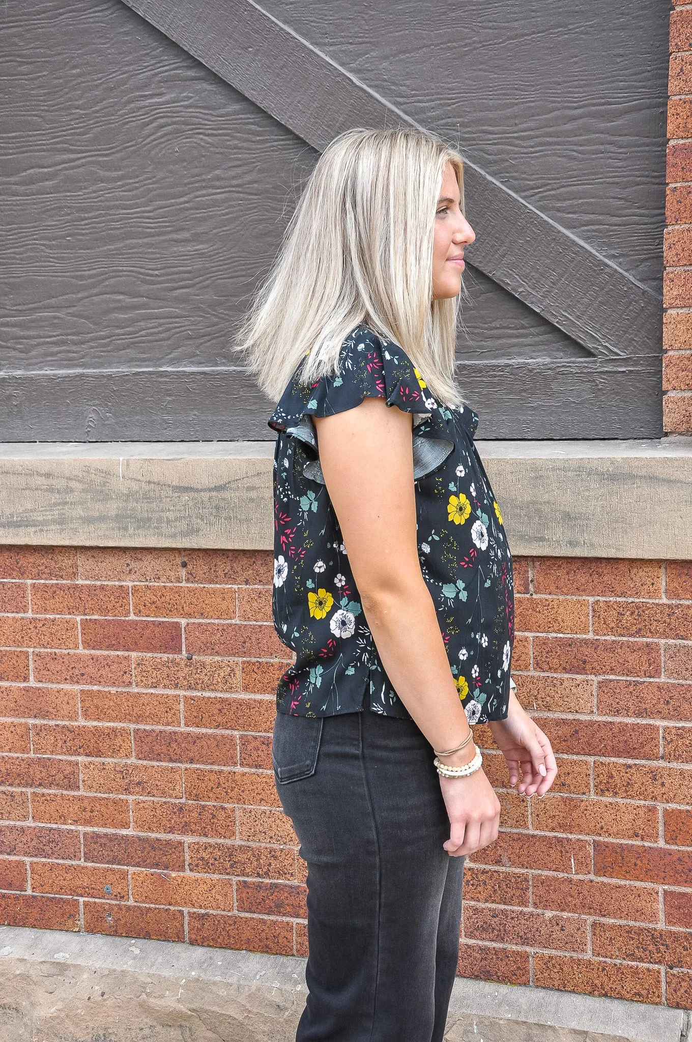 Floral Mock Neck Blouse