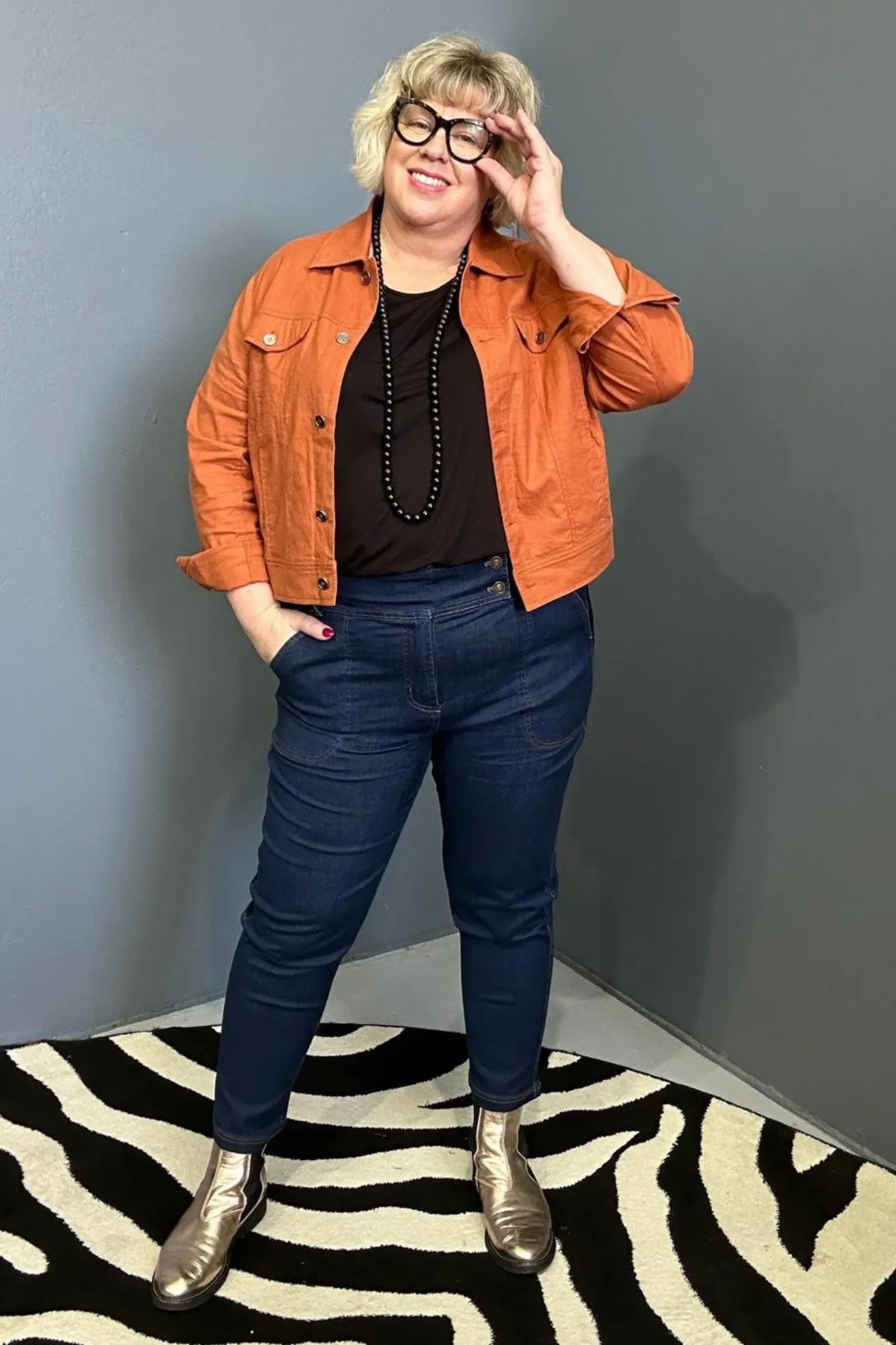 'FRANKIE' Stretch Linen Jacket - Rust