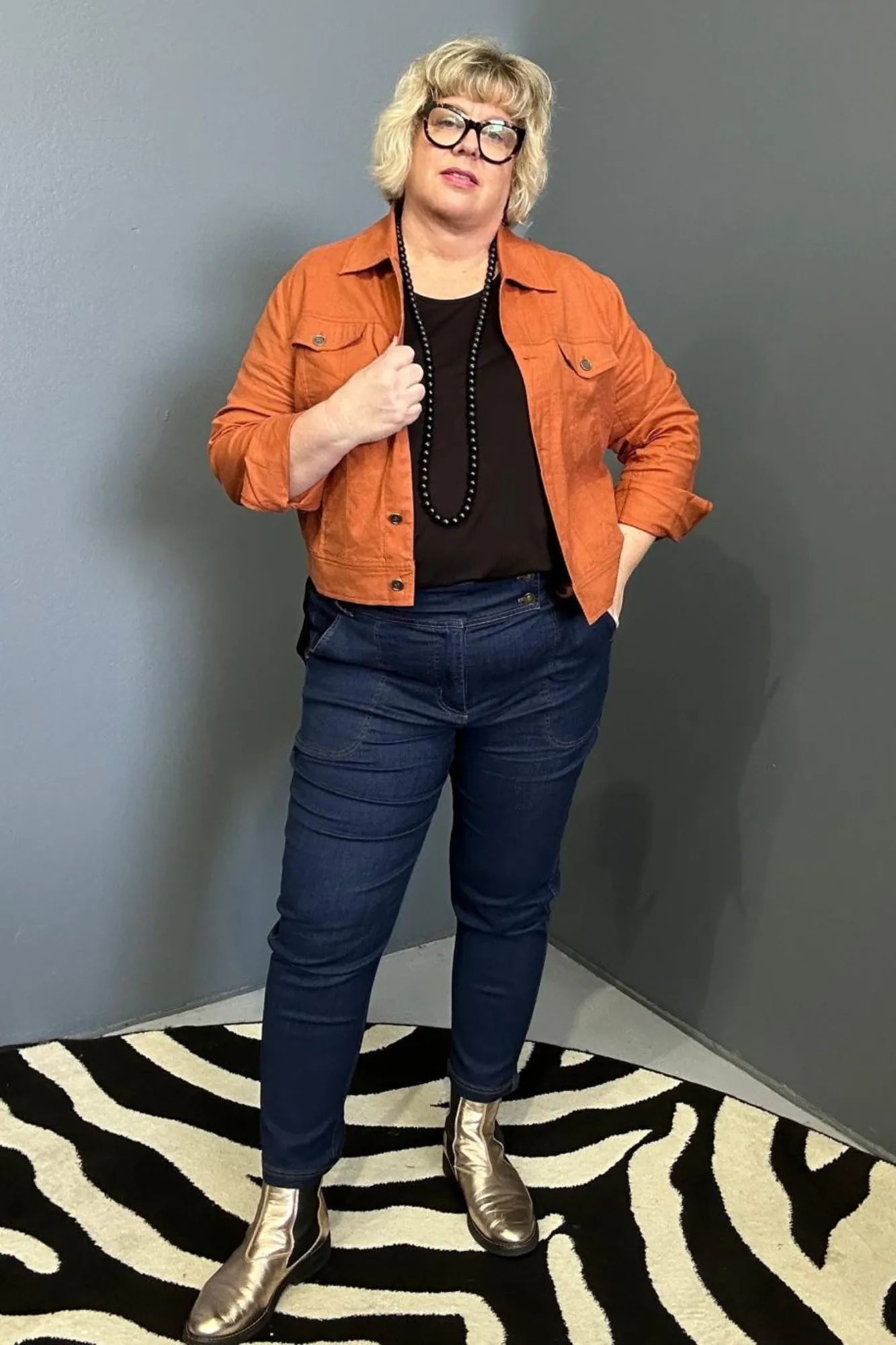 'FRANKIE' Stretch Linen Jacket - Rust