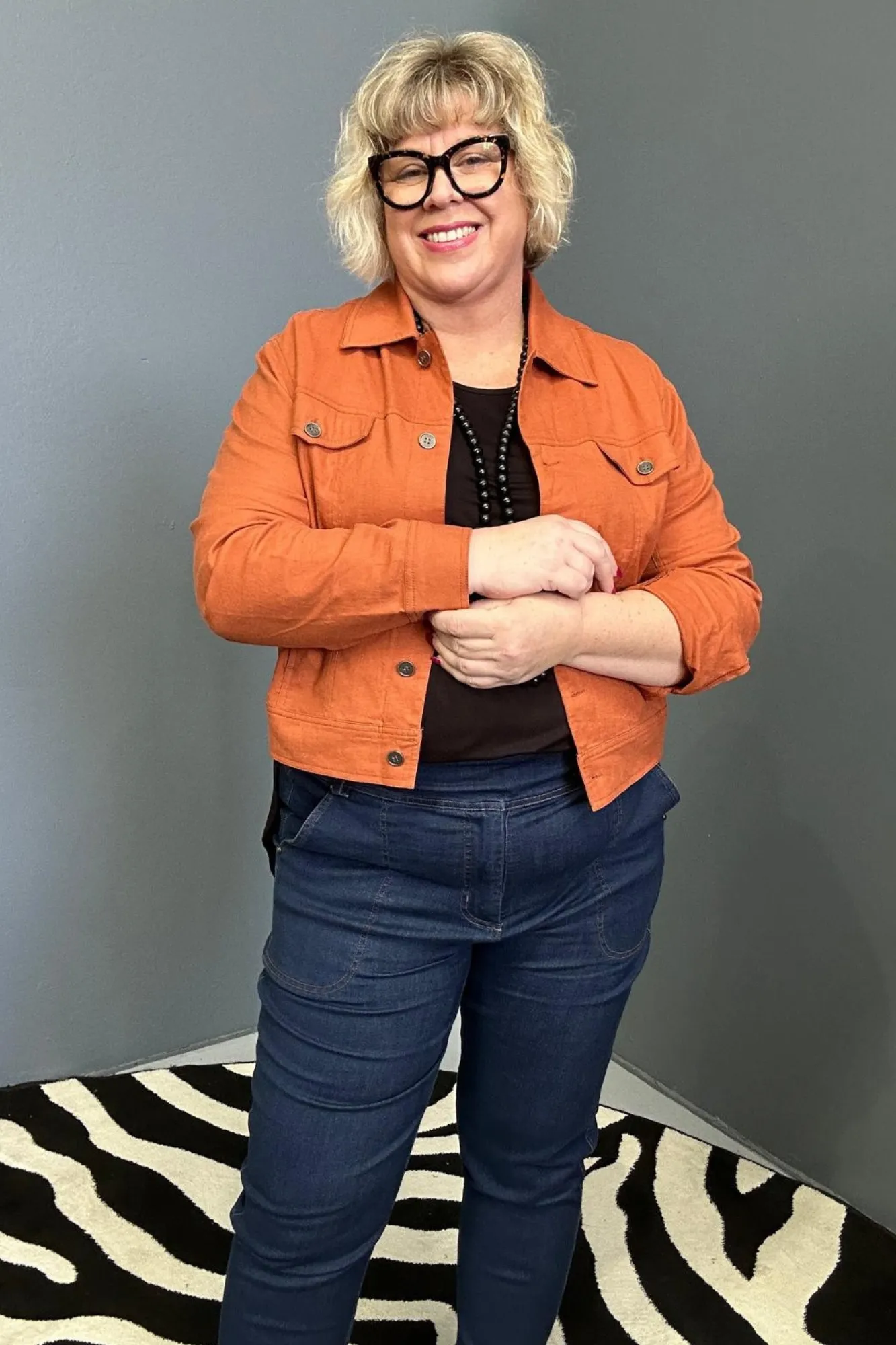 'FRANKIE' Stretch Linen Jacket - Rust