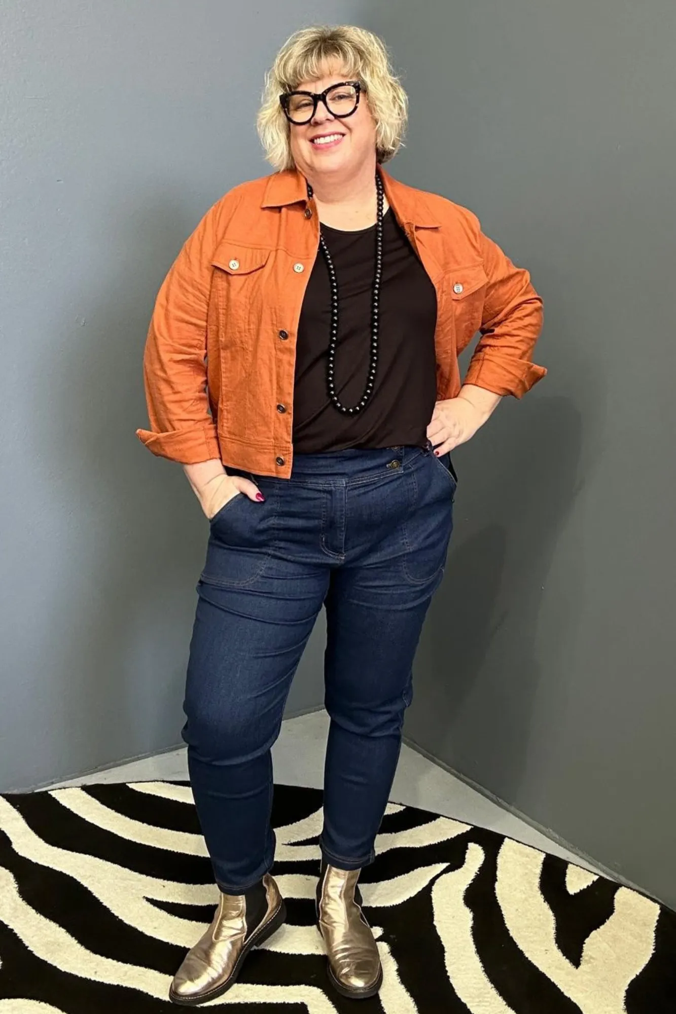 'FRANKIE' Stretch Linen Jacket - Rust