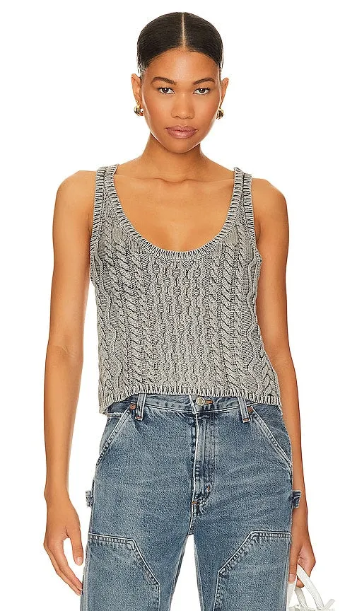 Free People High Tide Cable Tank in Grey