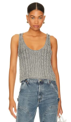 Free People High Tide Cable Tank in Grey
