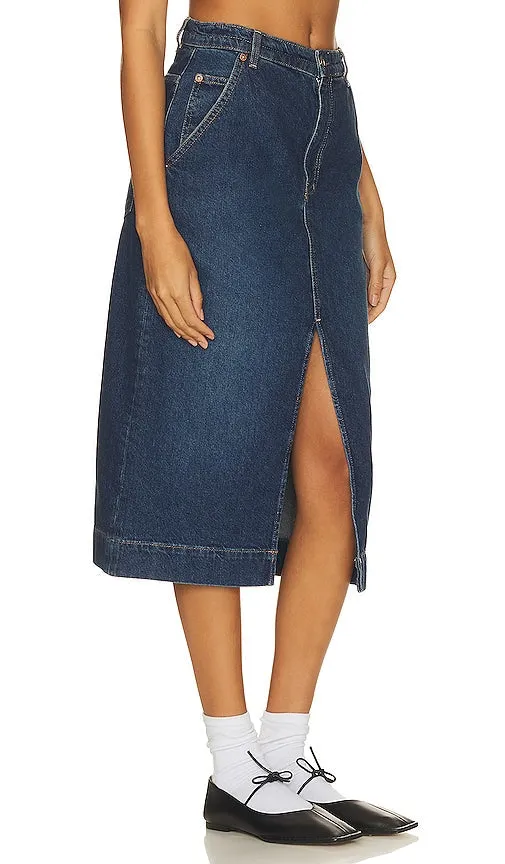 Free People x We The Free Wild Roses Midi Skirt in Blue