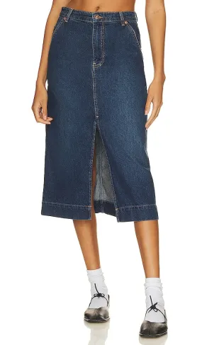 Free People x We The Free Wild Roses Midi Skirt in Blue