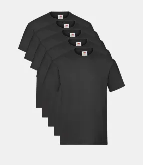 Fruit of the Loom Heavy T Shirt Men's, Black, (Pack of 5)