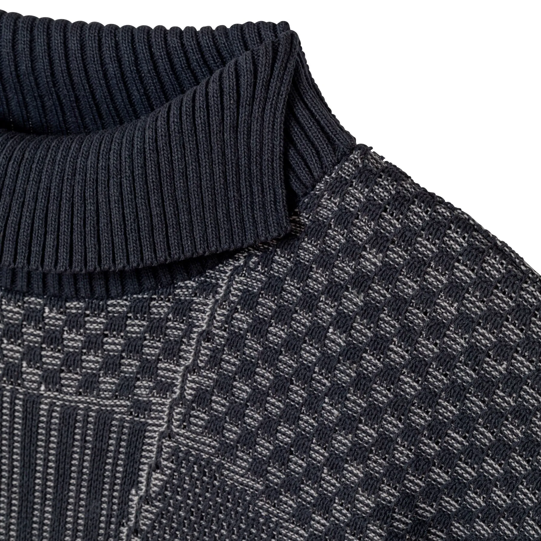 Garter Block Interlock Rib Knit Sweater