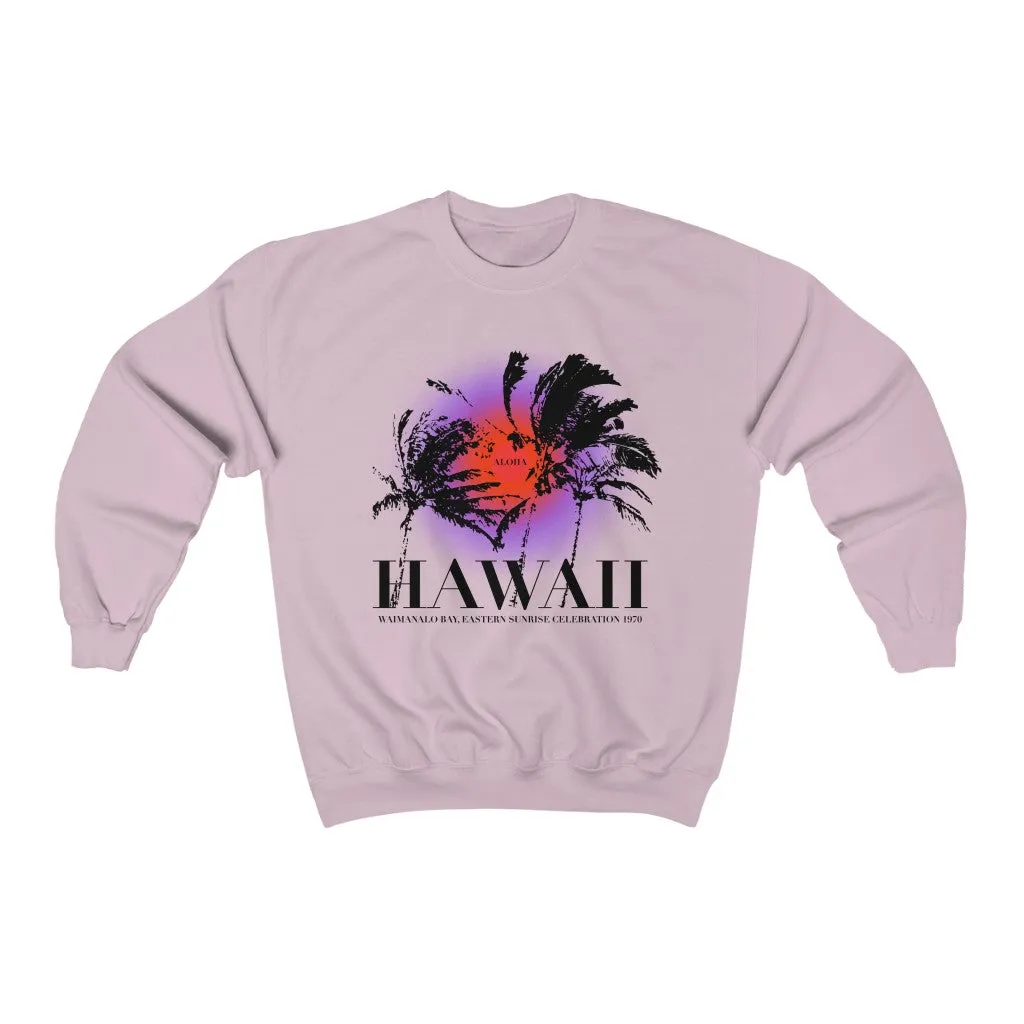 Hawaiian Sunrise - Waimanalo Bay 1970, Hawaii | Retro Hipster Sweatshirt