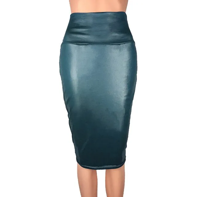 Leather High Waist Midi Skirt