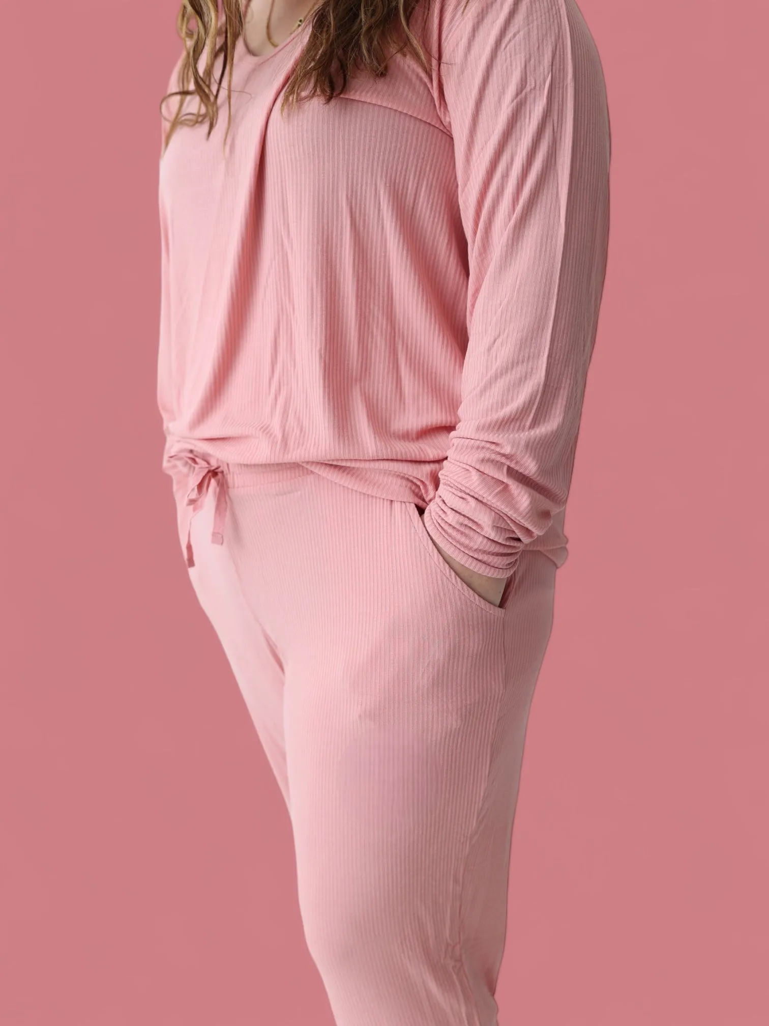 MAUVE RIB WOMENS JOGGER DREAM SET