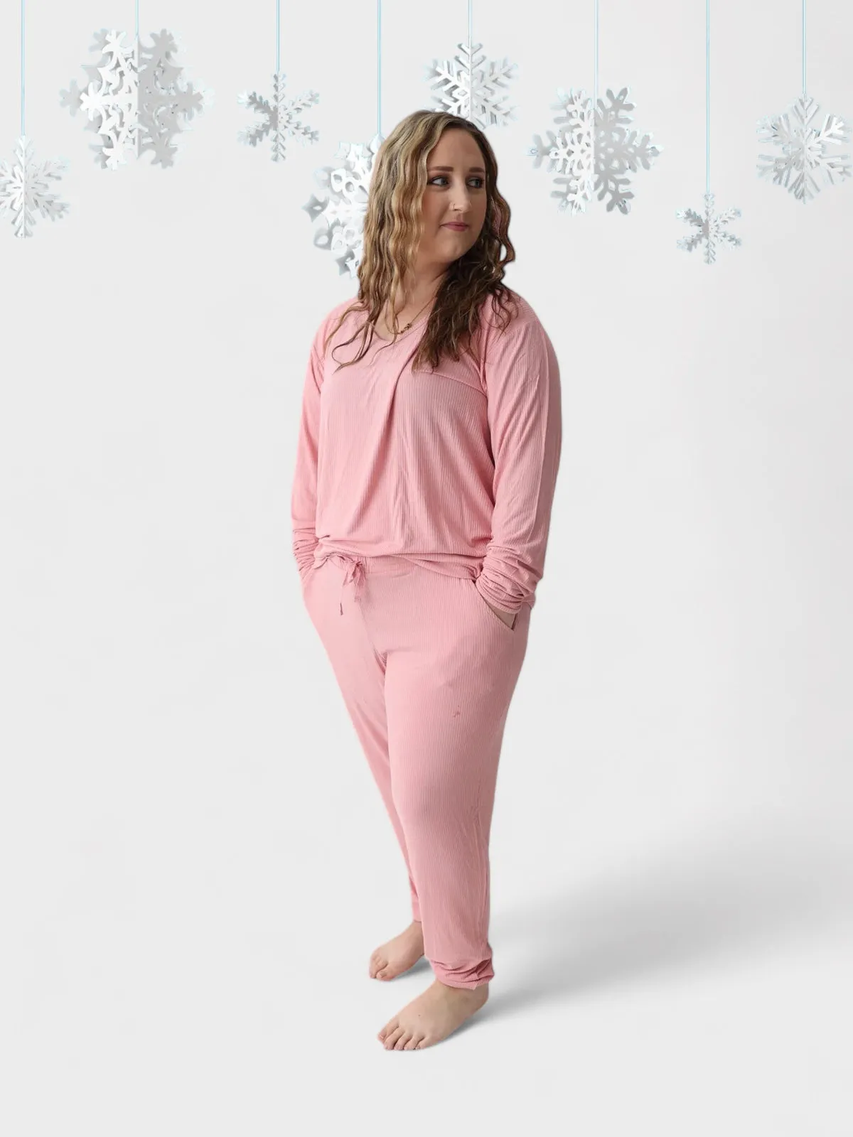 MAUVE RIB WOMENS JOGGER DREAM SET