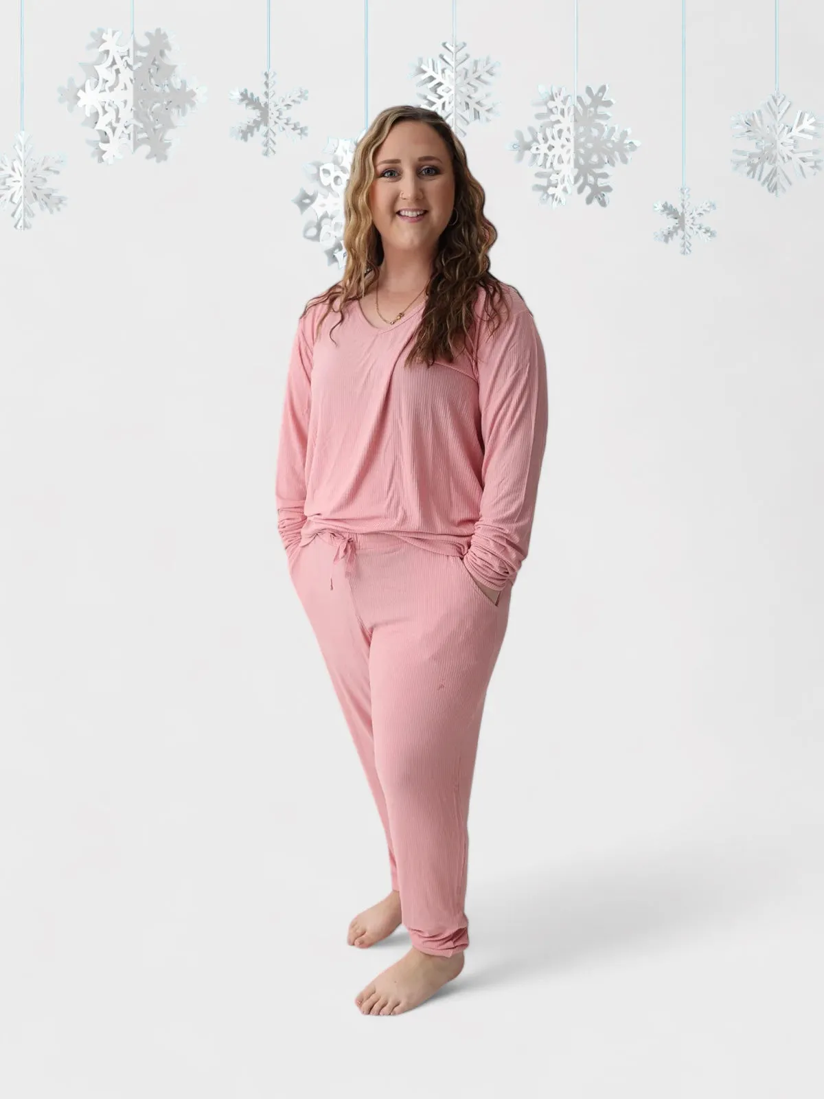 MAUVE RIB WOMENS JOGGER DREAM SET