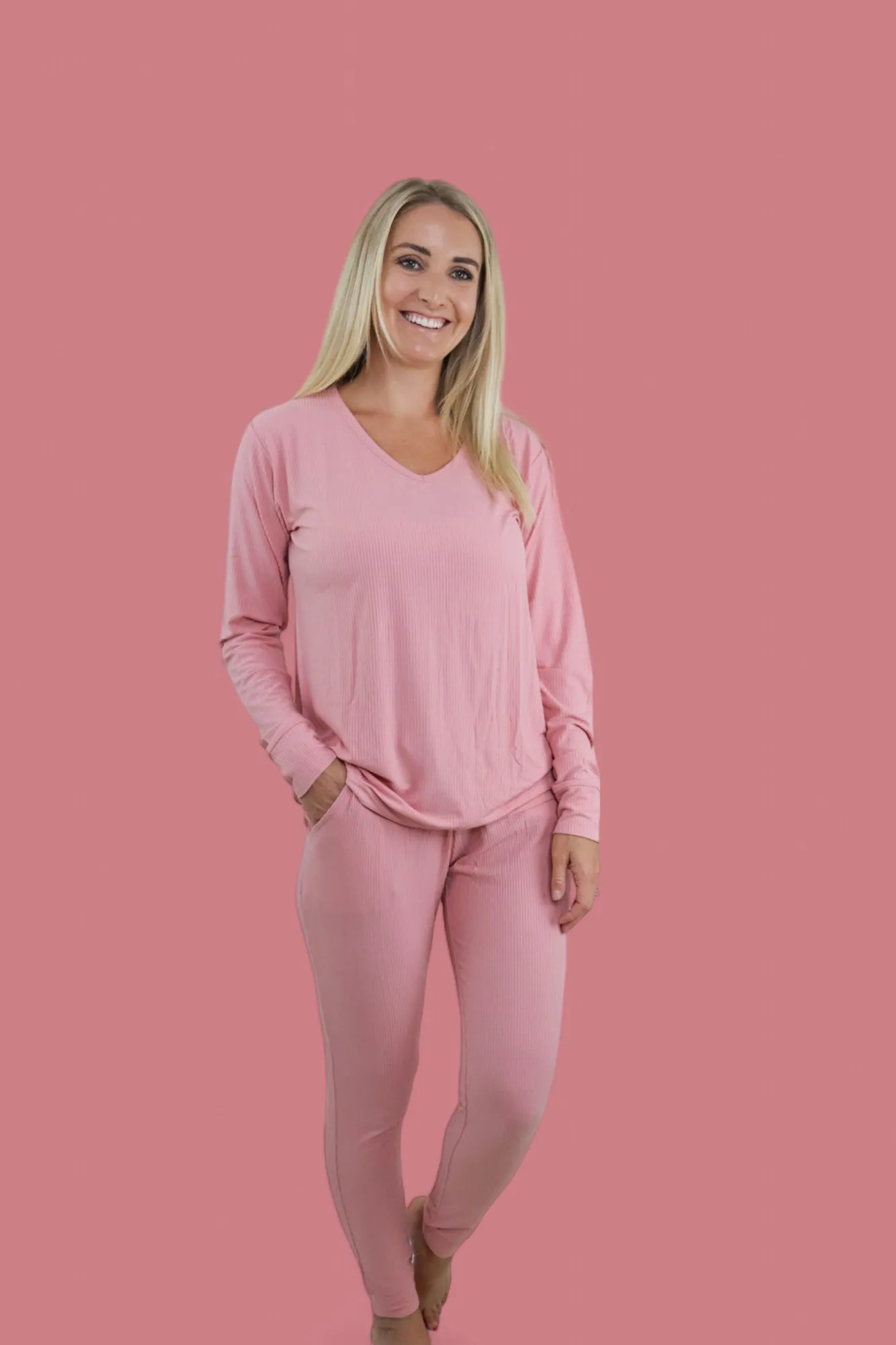 MAUVE RIB WOMENS JOGGER DREAM SET