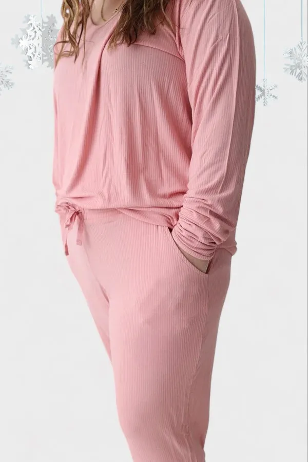 MAUVE RIB WOMENS JOGGER DREAM SET
