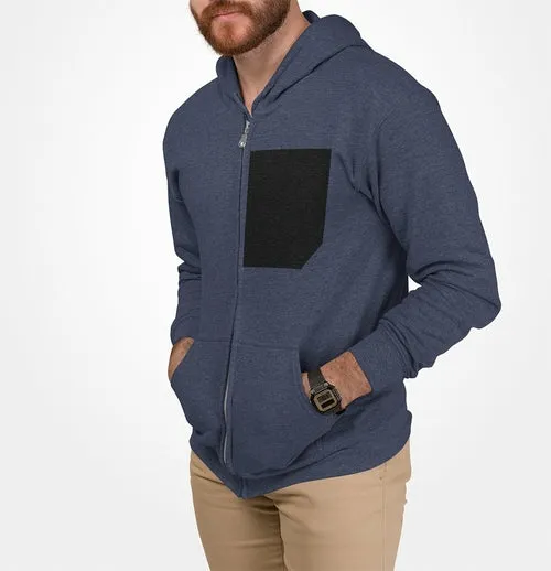 Men Black Pocket Heavy Blend Zip Up Hoodie