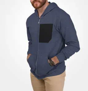 Men Black Pocket Heavy Blend Zip Up Hoodie