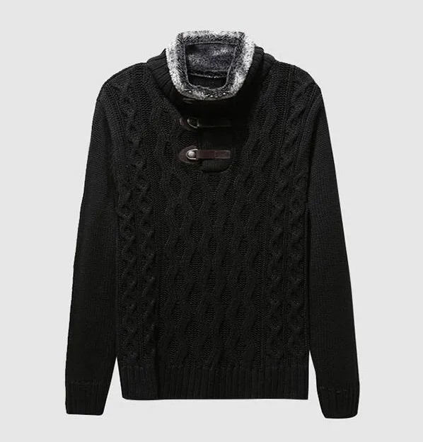 Men's Autumn/Winter Vintage Warm Knitted Lapel Collar Sweater
