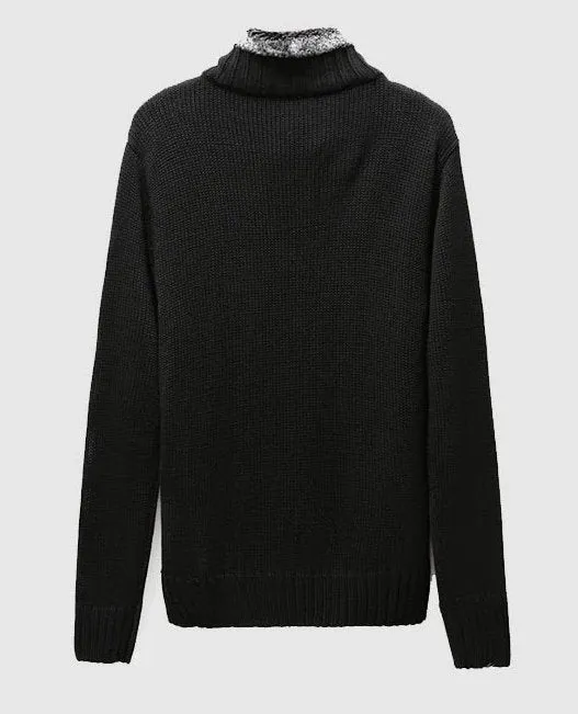 Men's Autumn/Winter Vintage Warm Knitted Lapel Collar Sweater