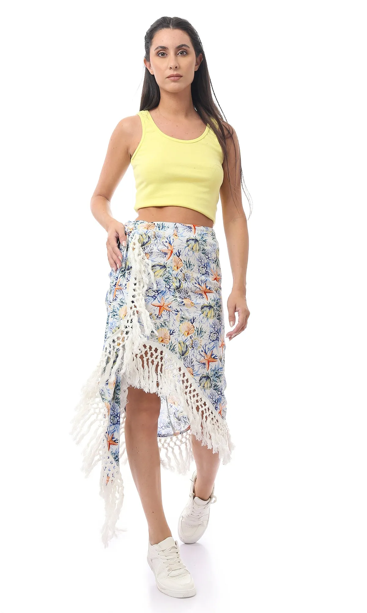 O165301 Multicolour Zipped Floral Fancy Skirt