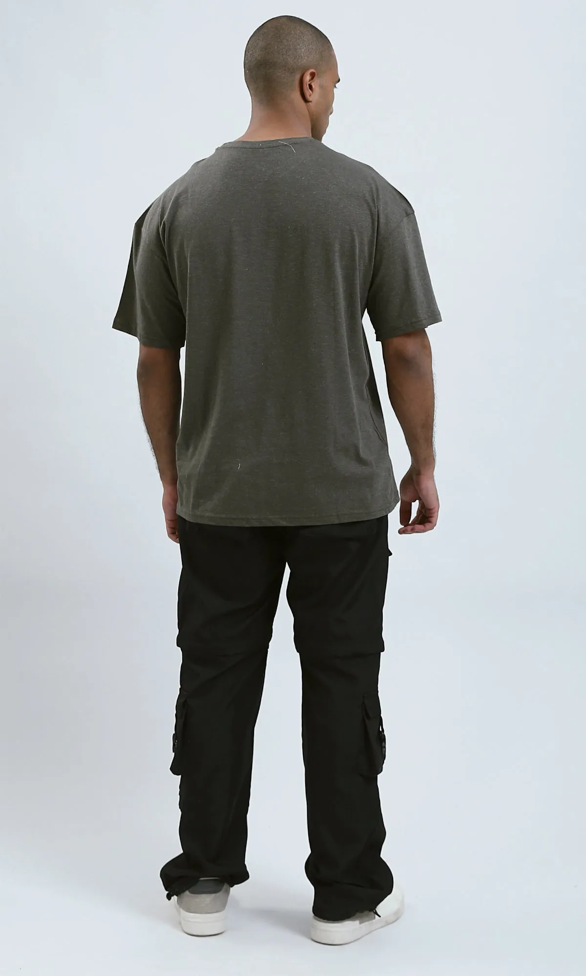 O192450 - Round Neck Heather Dark Khaki Slip On Tee