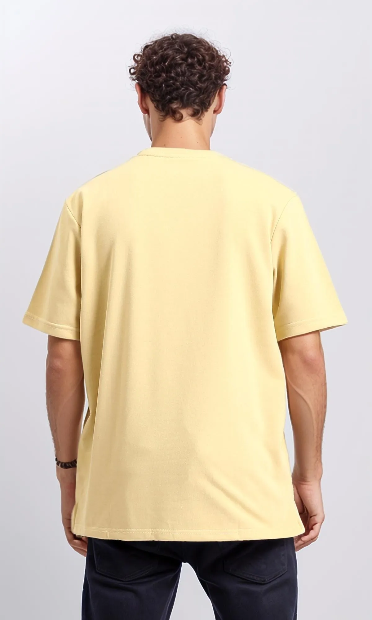 R208565 - Relaxed Solid Basic Cotton Tee - Yellow