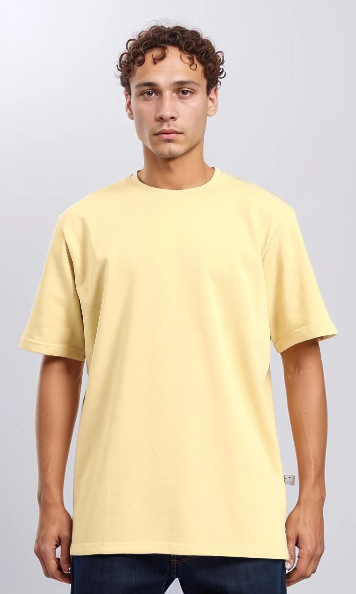 R208565 - Relaxed Solid Basic Cotton Tee - Yellow