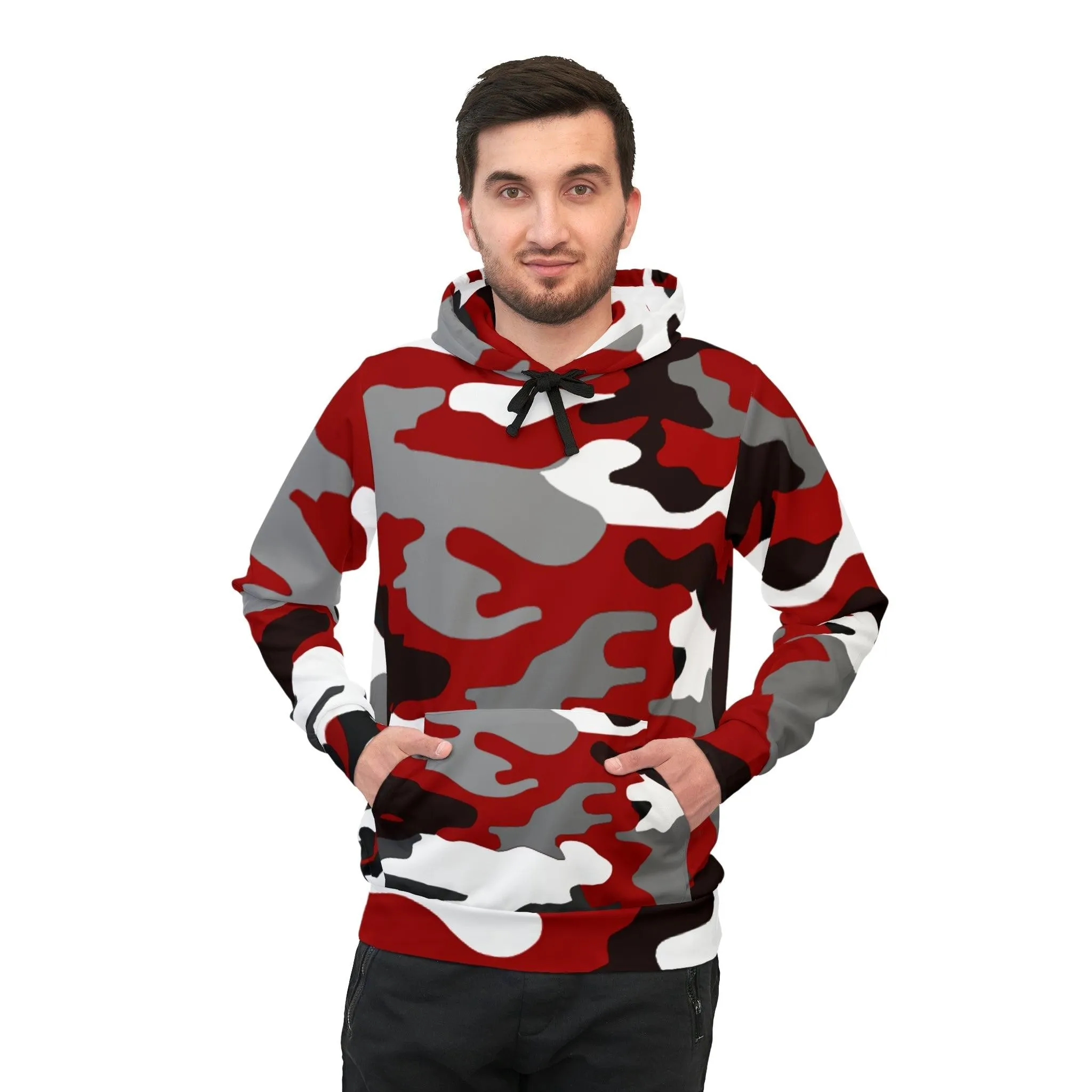 Red White Black Gray Camo Athletic Hoodie