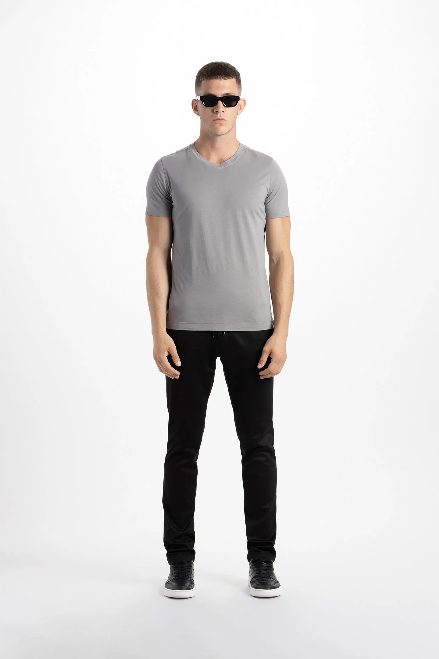 Soft Cloth Short Sleeve Malibu Vee Tee - Frost Gray