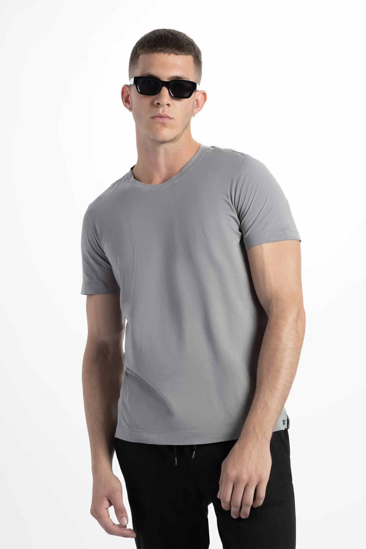 Soft Cloth Short Sleeve Malibu Vee Tee - Frost Gray