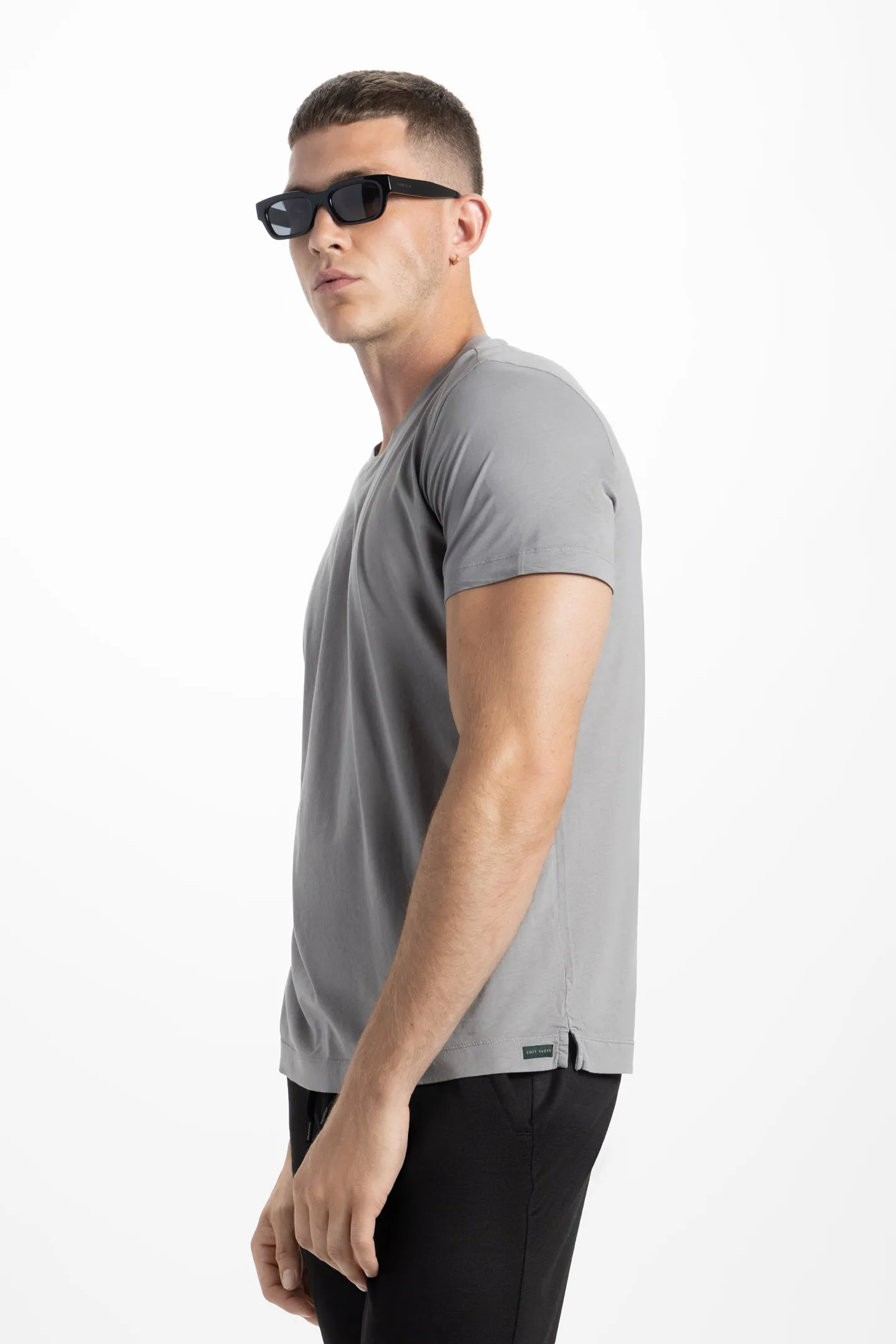 Soft Cloth Short Sleeve Malibu Vee Tee - Frost Gray