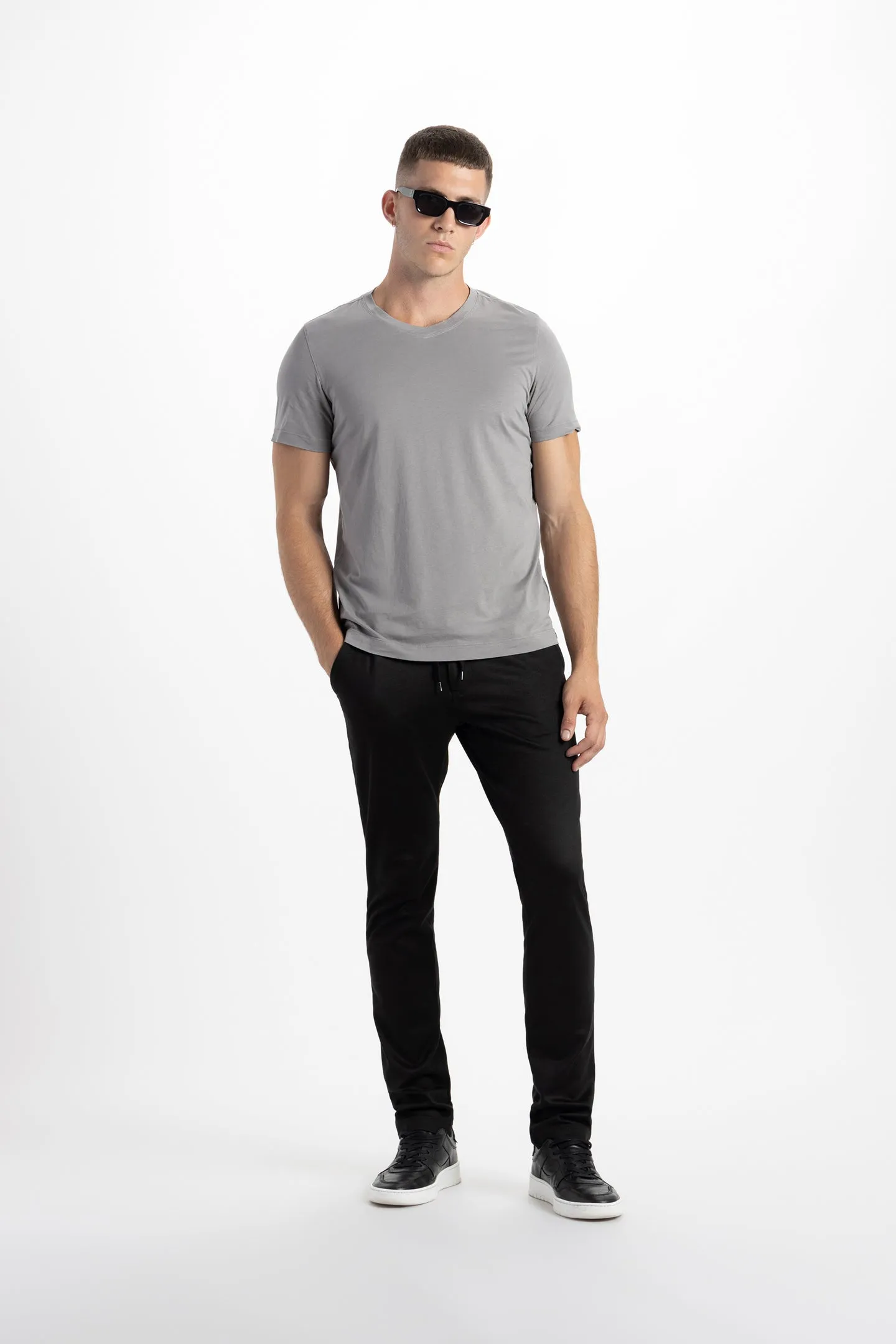 Soft Cloth Short Sleeve Malibu Vee Tee - Frost Gray