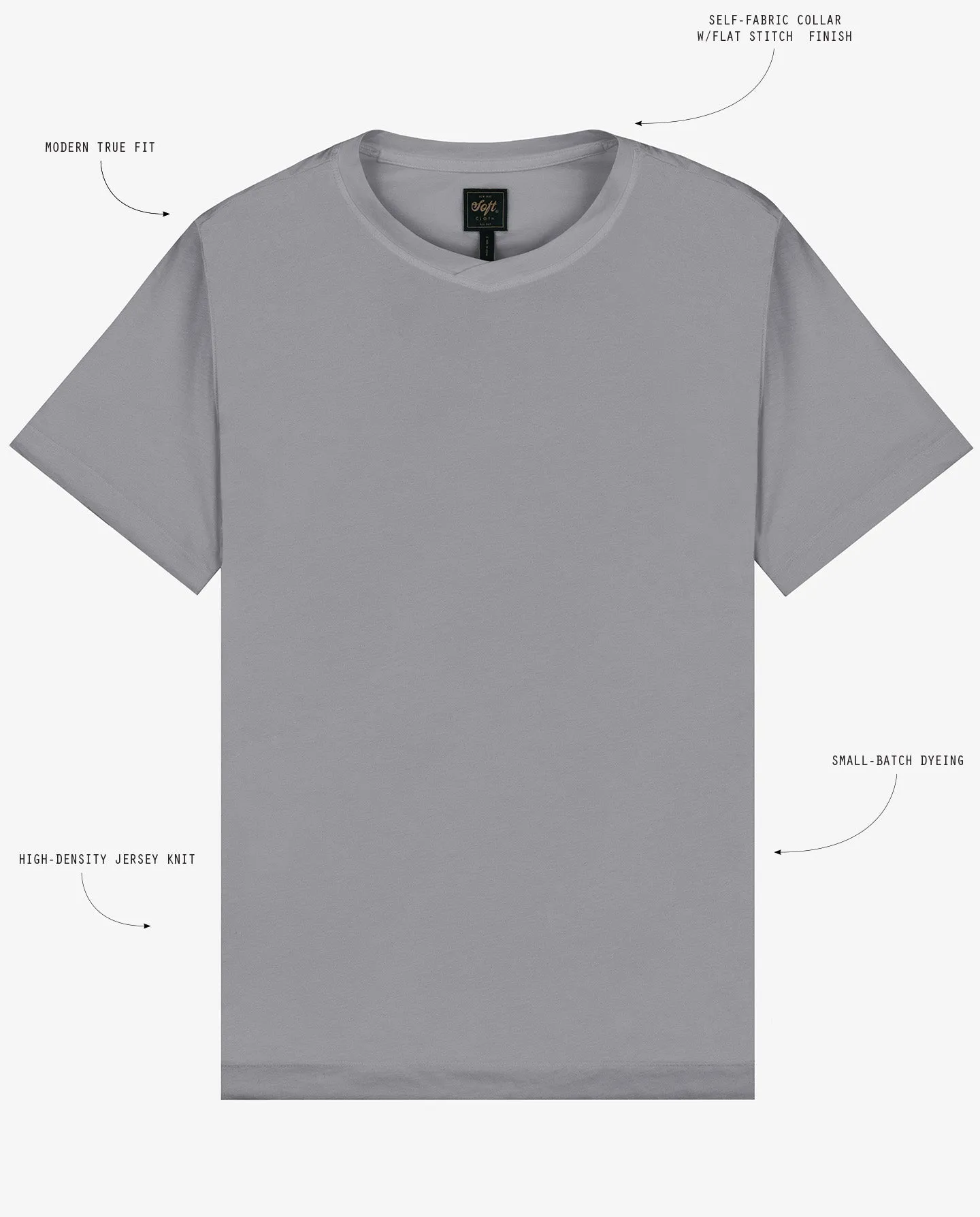 Soft Cloth Short Sleeve Malibu Vee Tee - Frost Gray
