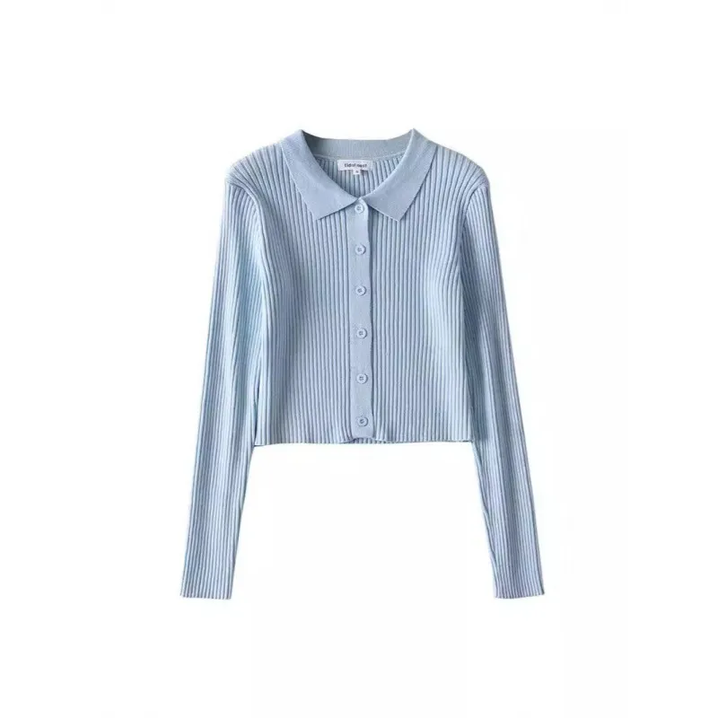 Solid Knit Button Long-Sleeve Top