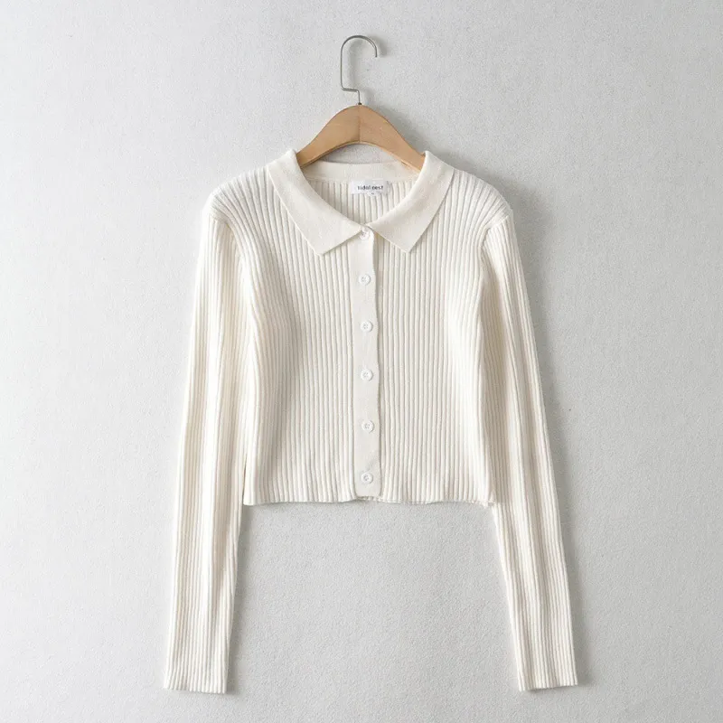 Solid Knit Button Long-Sleeve Top