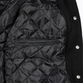 Spine Spark Kelly Green Wool Varsity Jacket Black Leather Sleeves