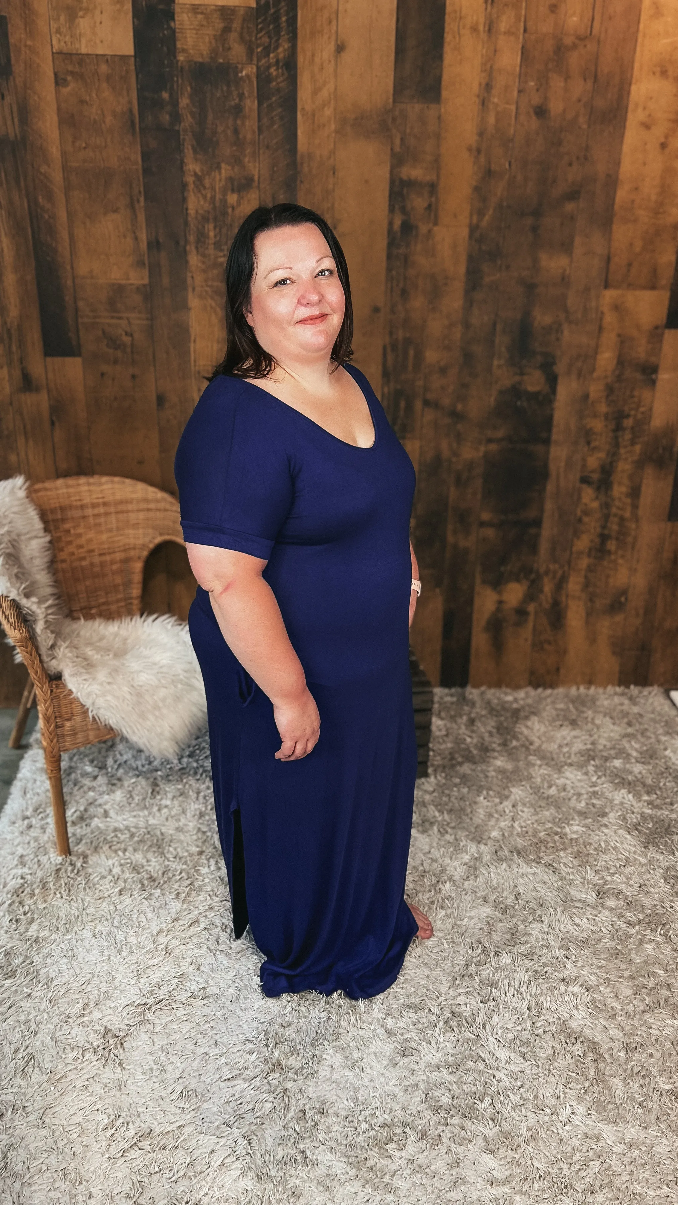 Stacey Short Sleeve Maxi Dress: Navy *SALE*